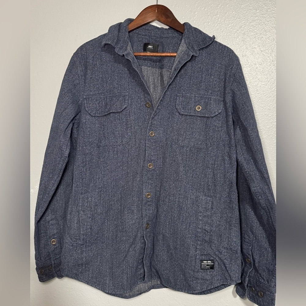 OBEY MFG men’s Button Up Heavy Denim Shirt